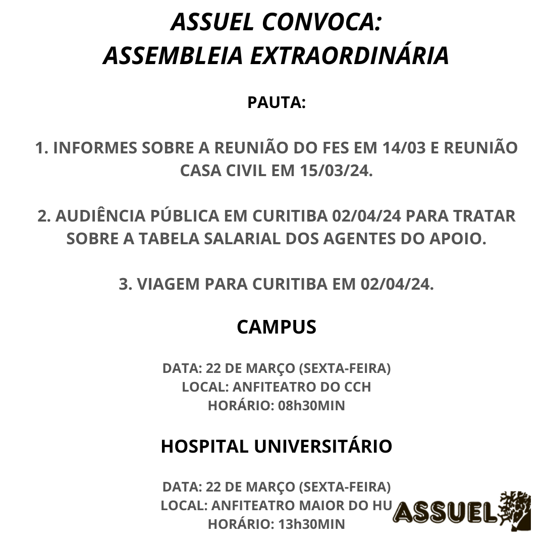 ASSUEL CONVOCA:  ASSEMBLEIA GERAL EXTRAORDINÁRIA